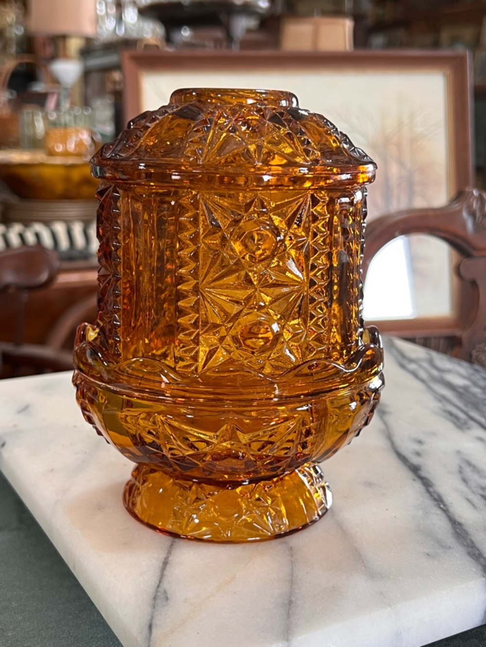 Indiana Glass Stars and Bars Fairy Lamp